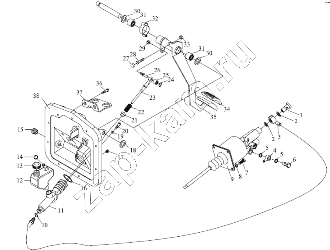 Схема/чертеж: PULL CLUTCH CONTROL DEVICE / Shaanxi Shacman SX3316DR366 (F2000)
