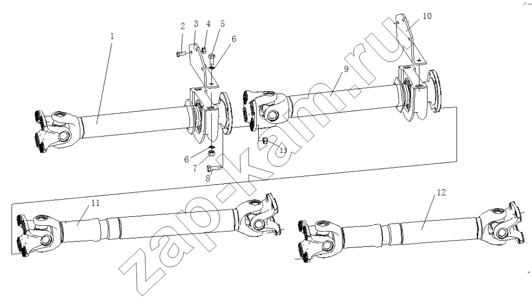 Схема/чертеж: PROPELLER SHAFT SYSTEM / Shaanxi Shacman SX3316DR366 (F2000)