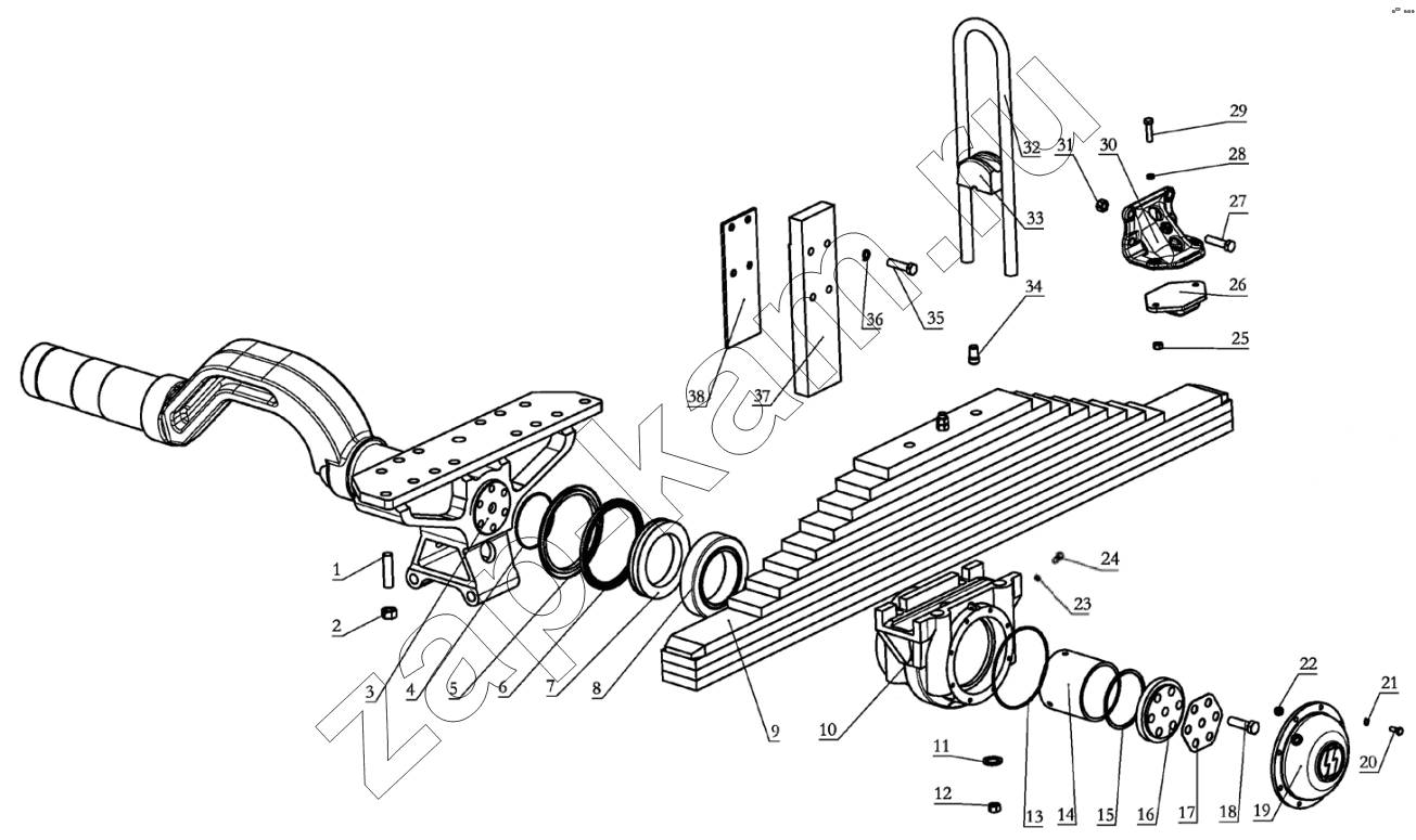 Схема/чертеж: REAR SUSPENSION 1 / Shaanxi Shacman SX3316DR366 (F2000)