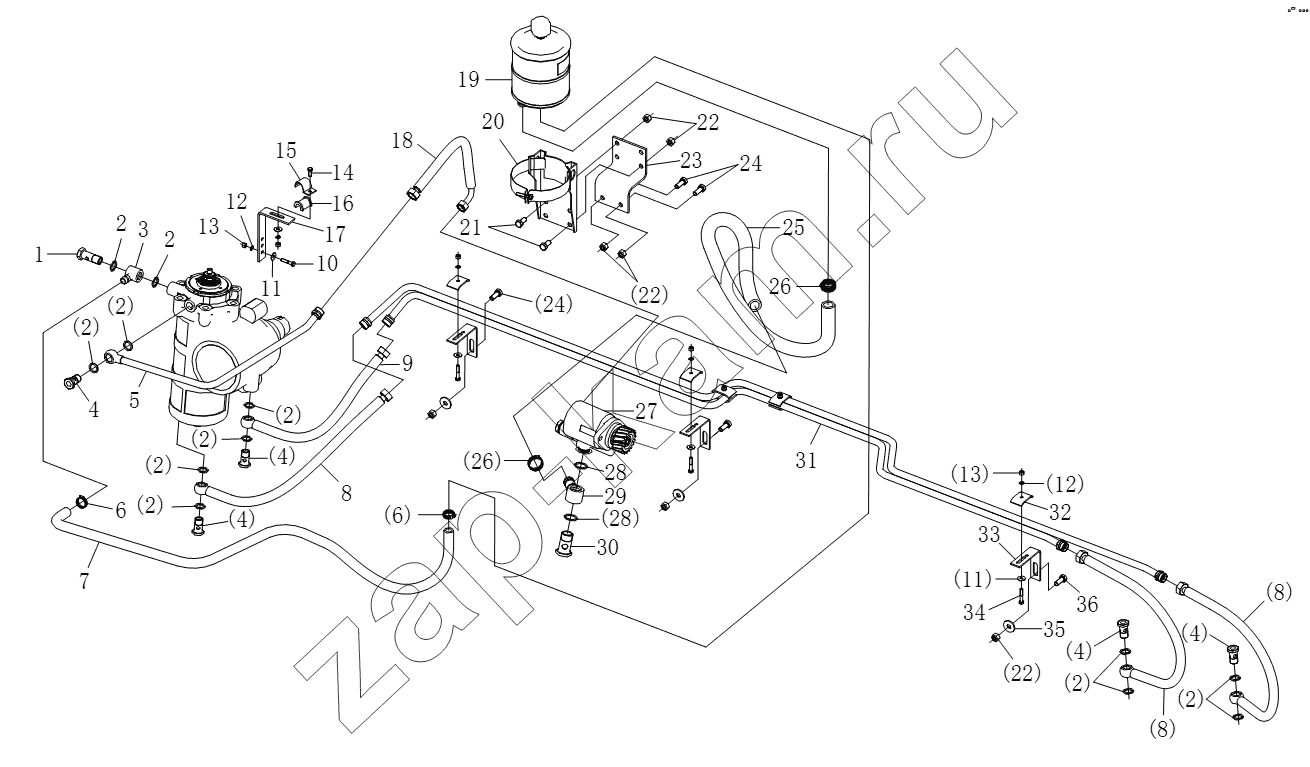 Схема/чертеж: STEERING HYDRAULIC DEVICE / Shaanxi Shacman SX3316DR366 (F2000)