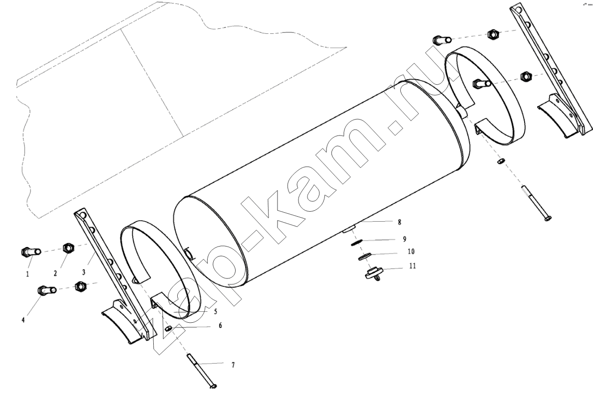 Схема/чертеж: AIR TANK FIXING / Shaanxi Shacman SX3316DR366 (F2000)