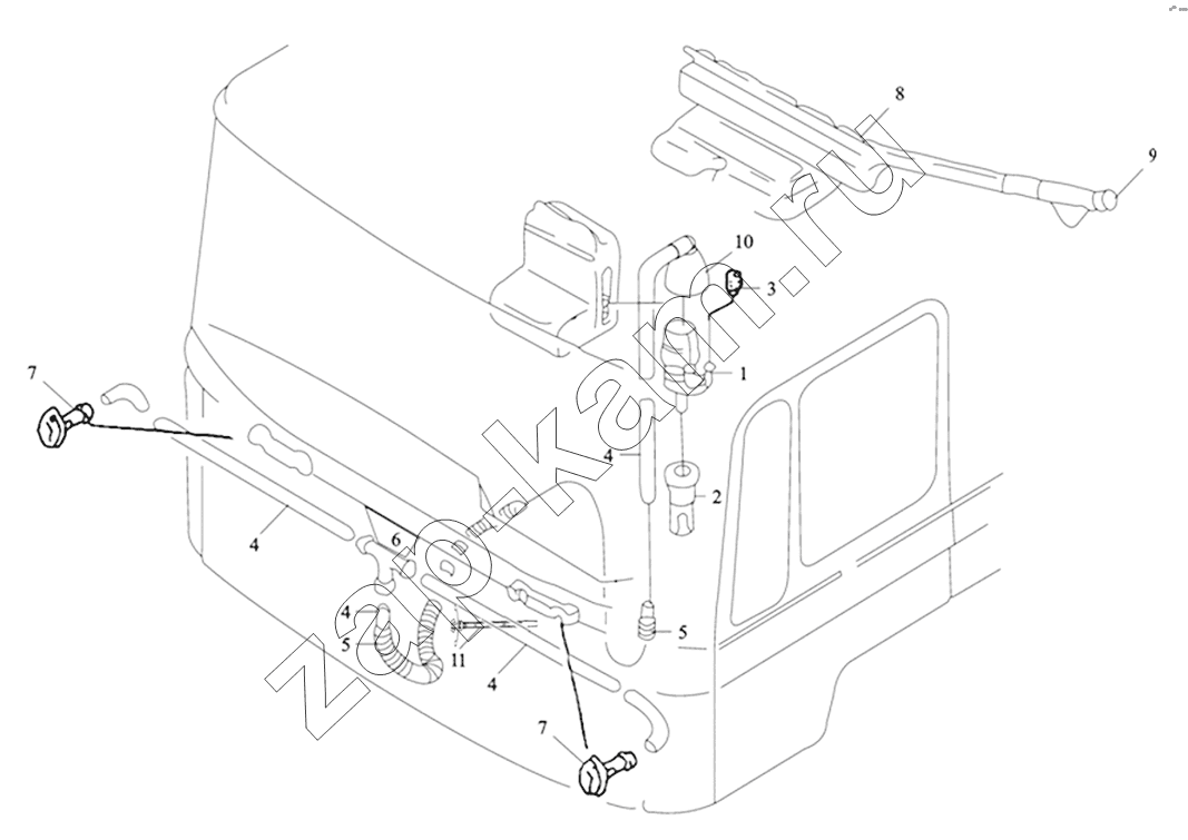 Схема/чертеж: WINDSCREEN WASHER PUMP AND ACCESSORIES / Shaanxi Shacman SX3316DT366