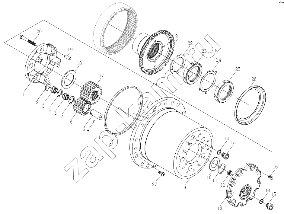 Схема/чертеж: STR DRIVE WHEEL PLANETARY REDUCER II / Shaanxi Shacman SX3316DT366