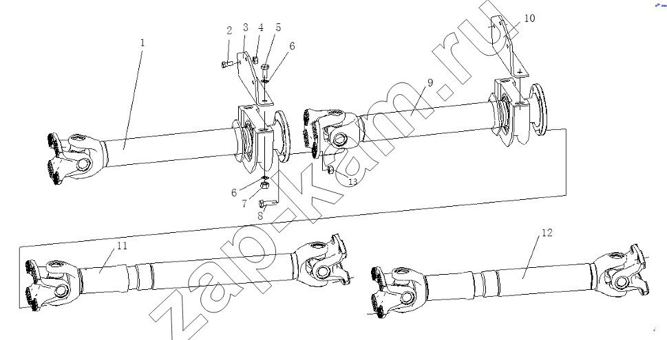 Схема/чертеж: PROPELLER SHAFT SYSTEM / Shaanxi Shacman SX3316DT366
