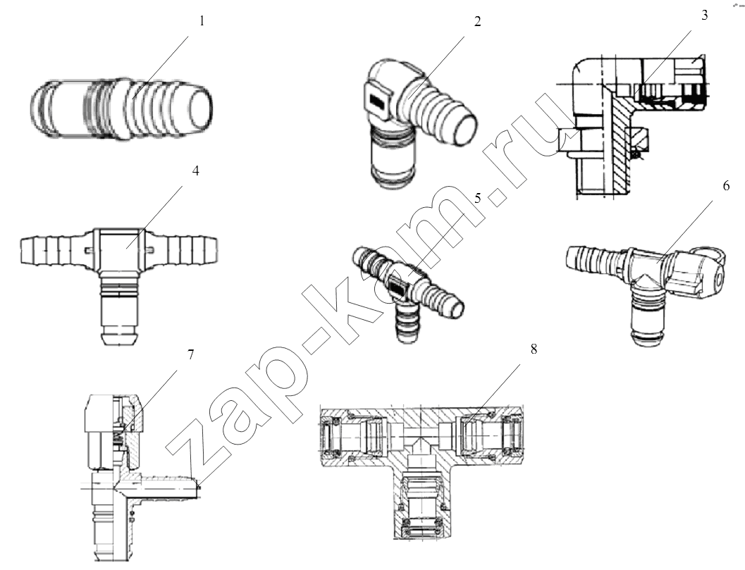 Схема/чертеж: CONNECTING PARTS,LINE & NIPPLE JOINT / Shaanxi Shacman SX3316DT366