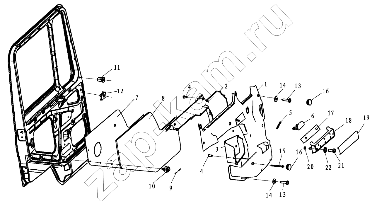 Схема/чертеж: DOOR COVERING LEFT / Shaanxi Shacman SX3316DT426C