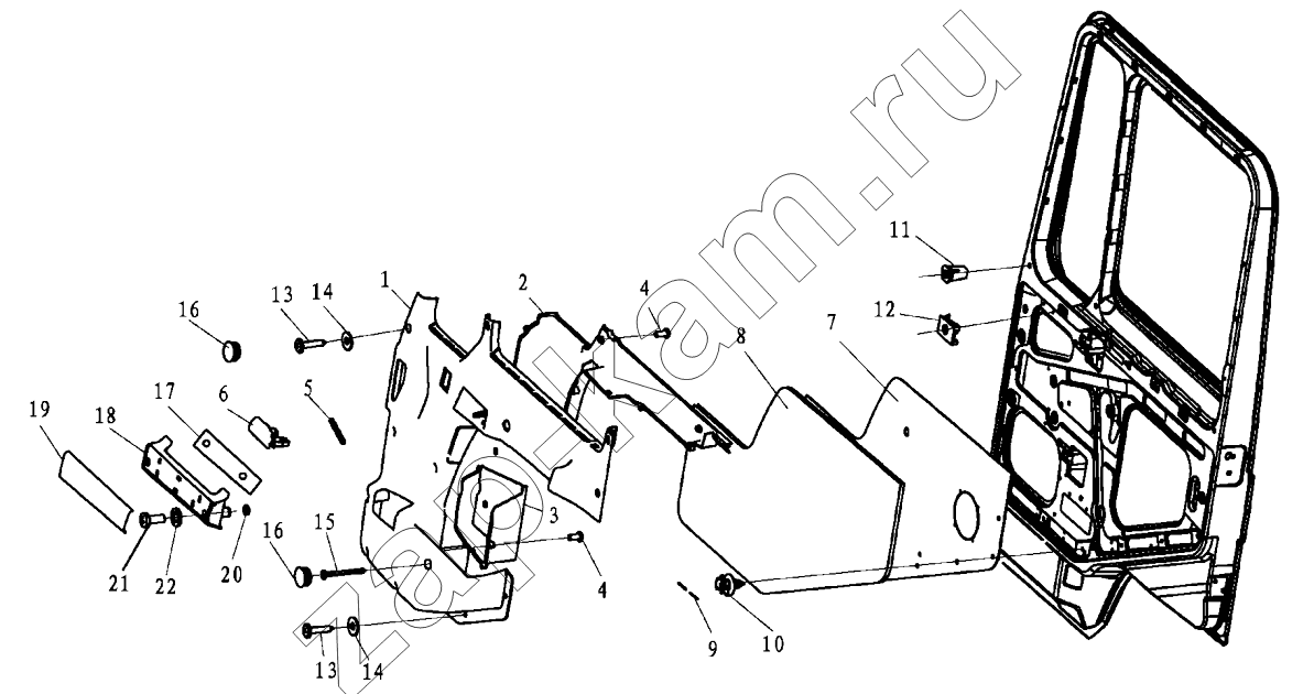 Схема/чертеж: DOOR COVERING RIGHT / Shaanxi Shacman SX3316DT426C