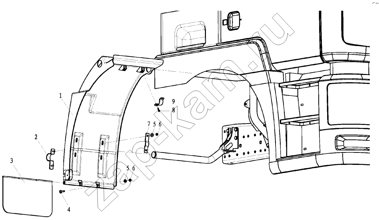 Схема/чертеж: FENDER RIGHT BEHIND CAB / Shaanxi Shacman SX3316DT426C
