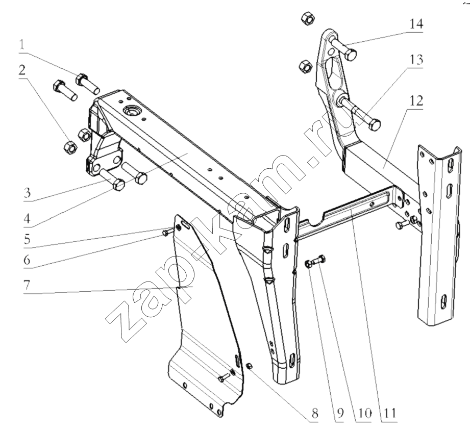 Схема/чертеж: RIGHT FOOT PANEL BRACKET / Shaanxi Shacman SX3316DT426C