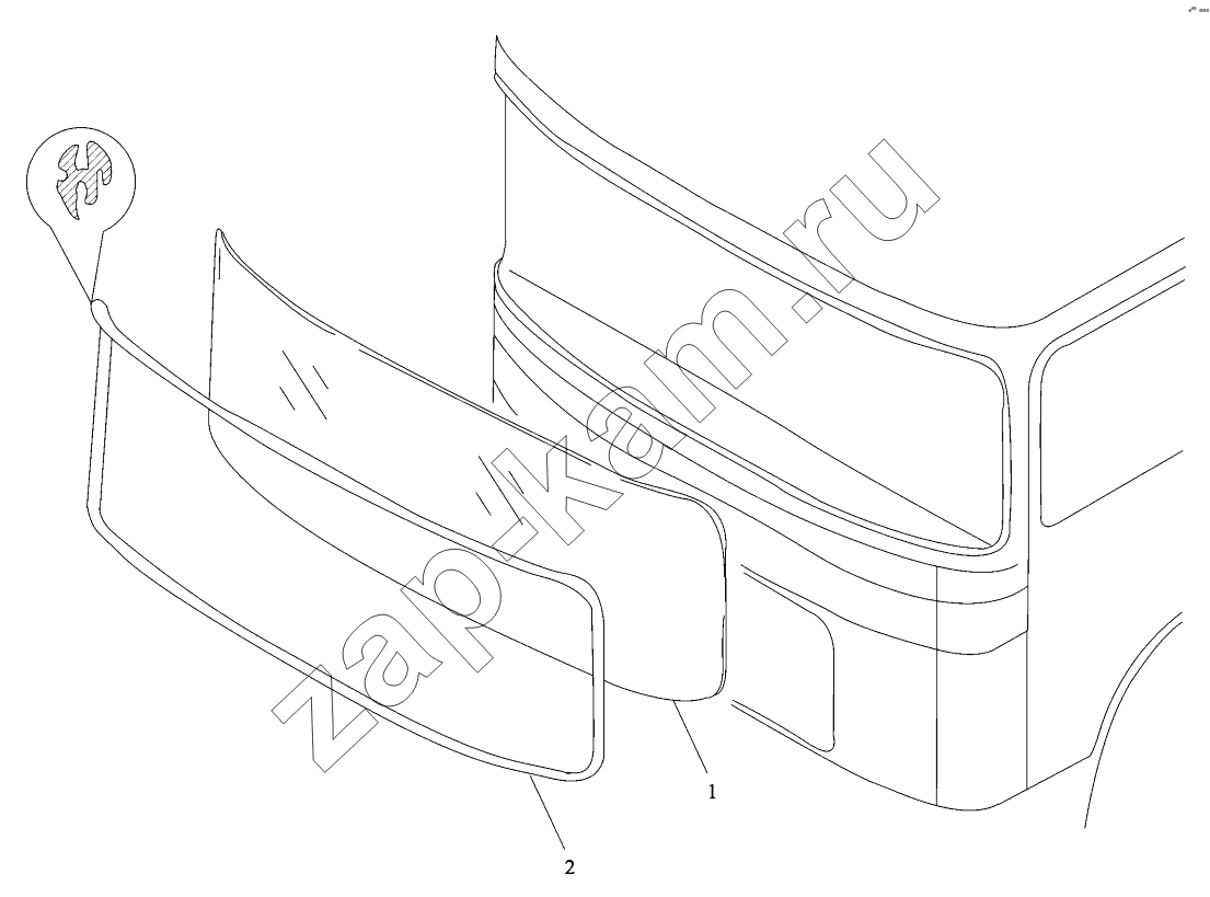 Схема/чертеж: FRONT WINDSHIELD GLASS ASSEMBLY / Shaanxi Shacman SX3316DT426C