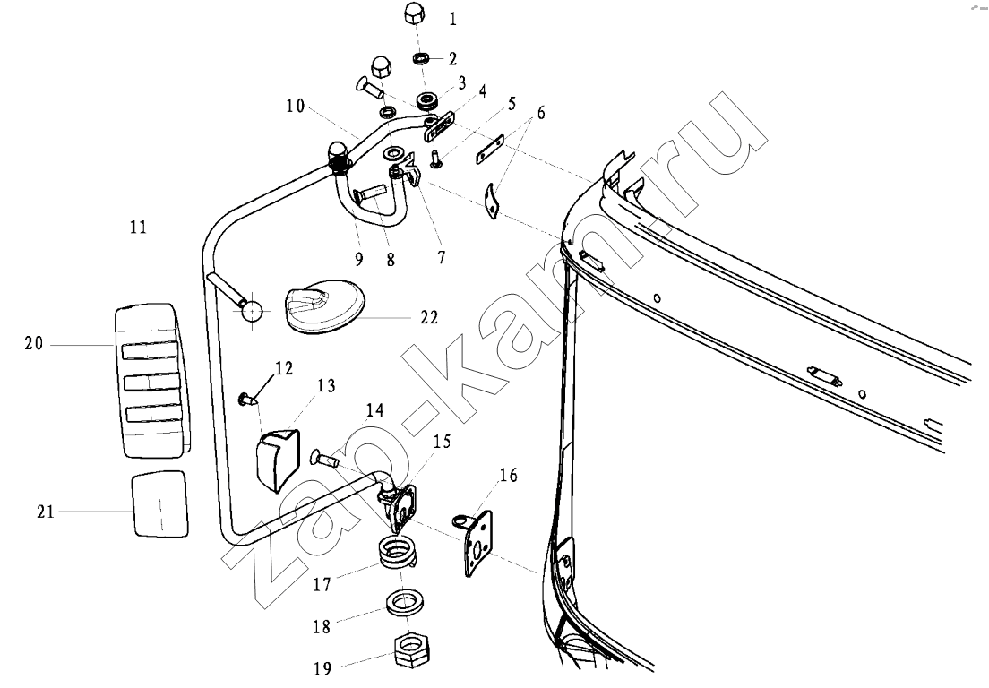 Схема/чертеж: REARVIEW MIRROR RIGHT BRACKET / Shaanxi Shacman SX3316DT426C