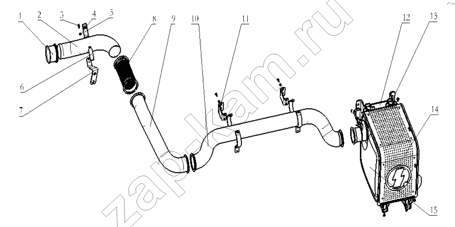 Схема/чертеж: EXHAUSTING SYSTEM / Shaanxi Shacman SX3316DT426C