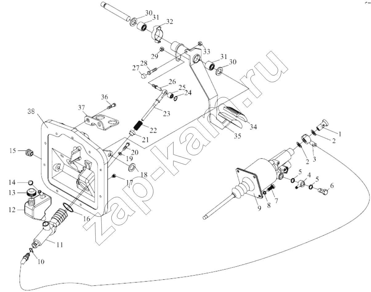 Схема/чертеж: PULL CLUTCH CONTROL DEVICE / Shaanxi Shacman SX3316DT426C