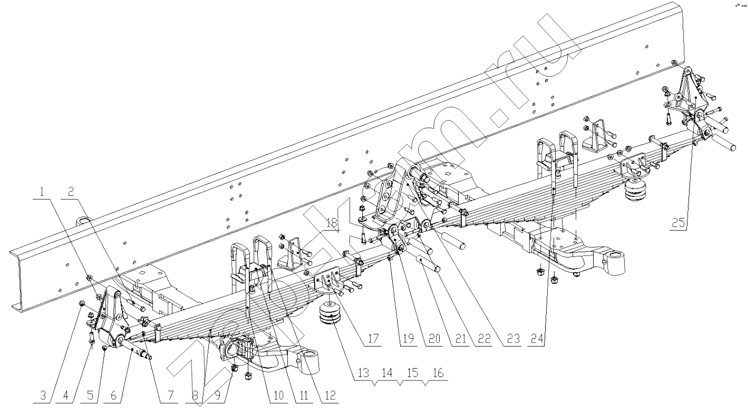 Схема/чертеж: FRONT SUSPENSION (DC95319690905) / Shaanxi Shacman SX3316DT426C