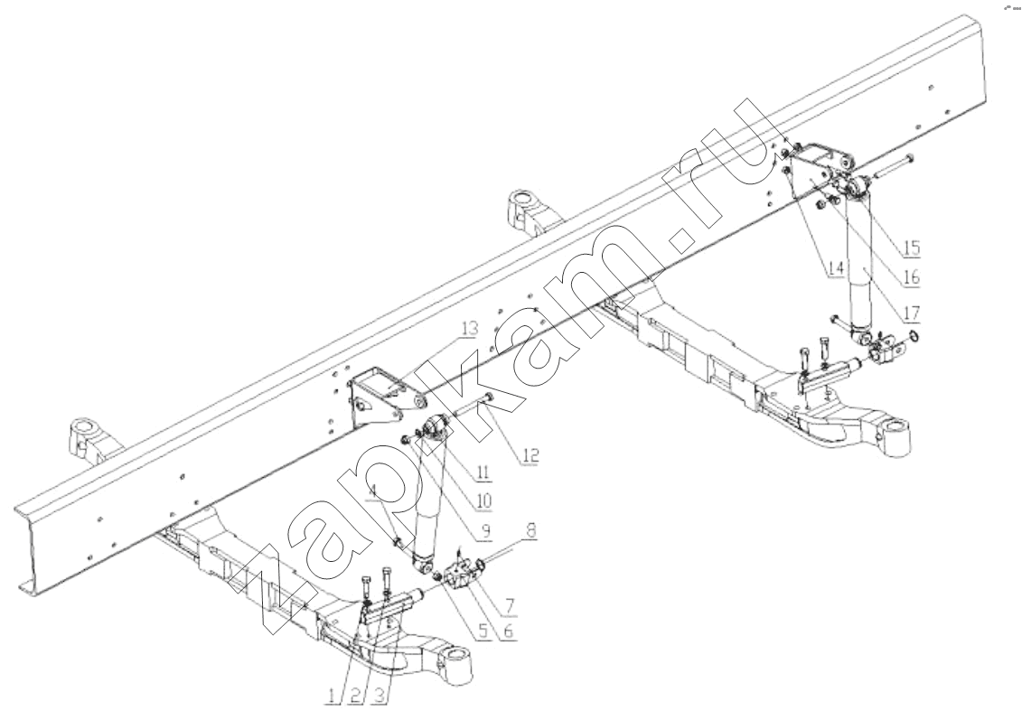 Схема/чертеж: FRONT SHOCK ABSORBER (DC95319680902) / Shaanxi Shacman SX3316DT426C