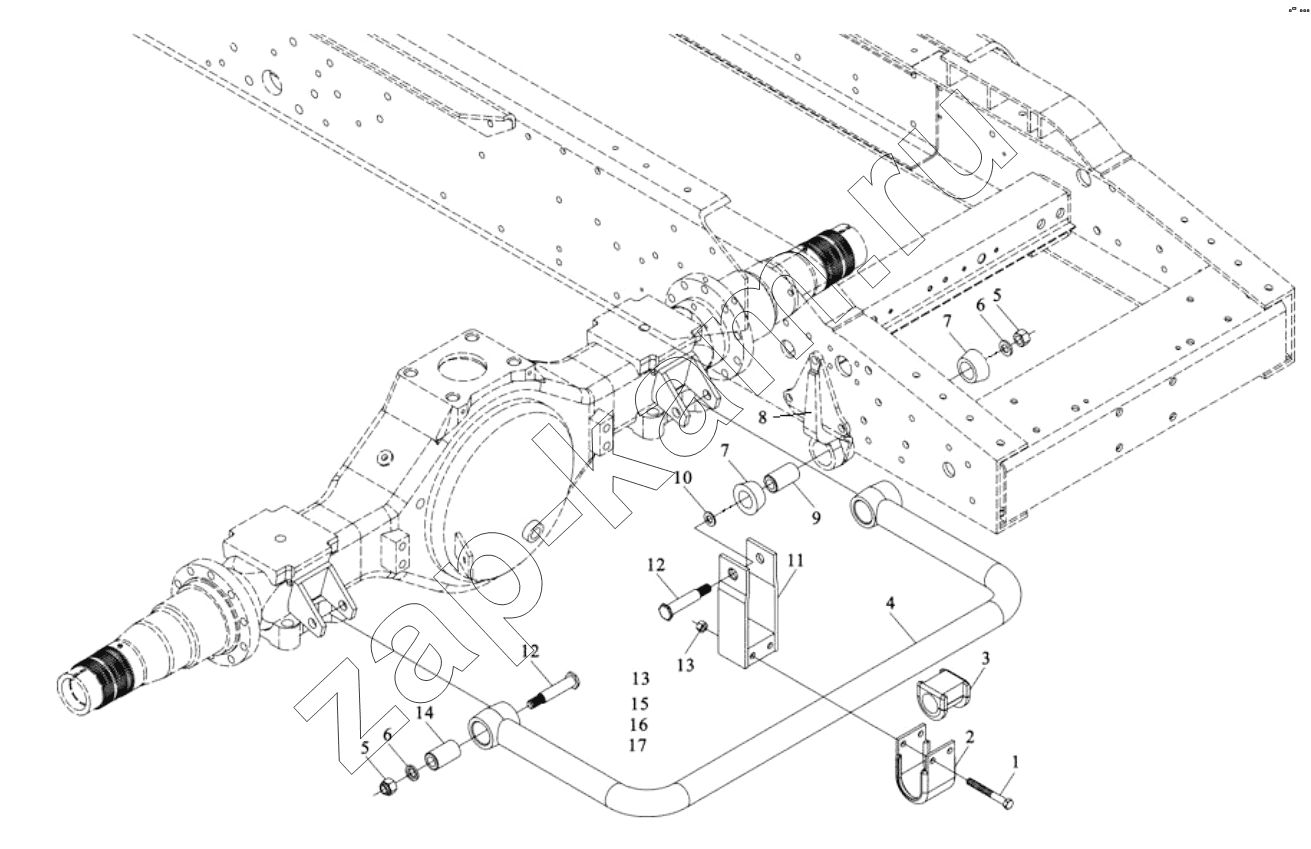 Схема/чертеж: REAR STABILIZER BAR (DC95319680902) / Shaanxi Shacman SX3316DT426C