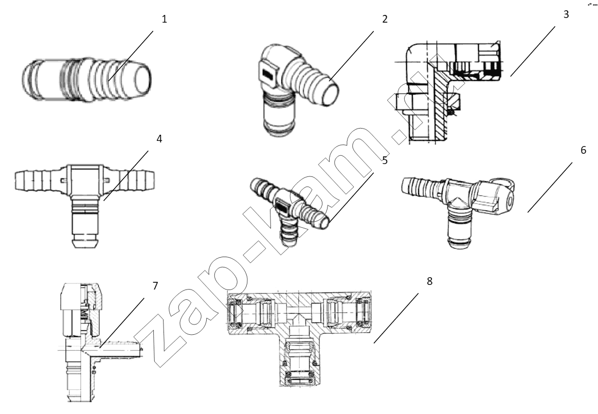 Схема/чертеж: CONNECTING PARTS, LINE & NIPPLE JOINT / Shaanxi Shacman SX3316DT426C