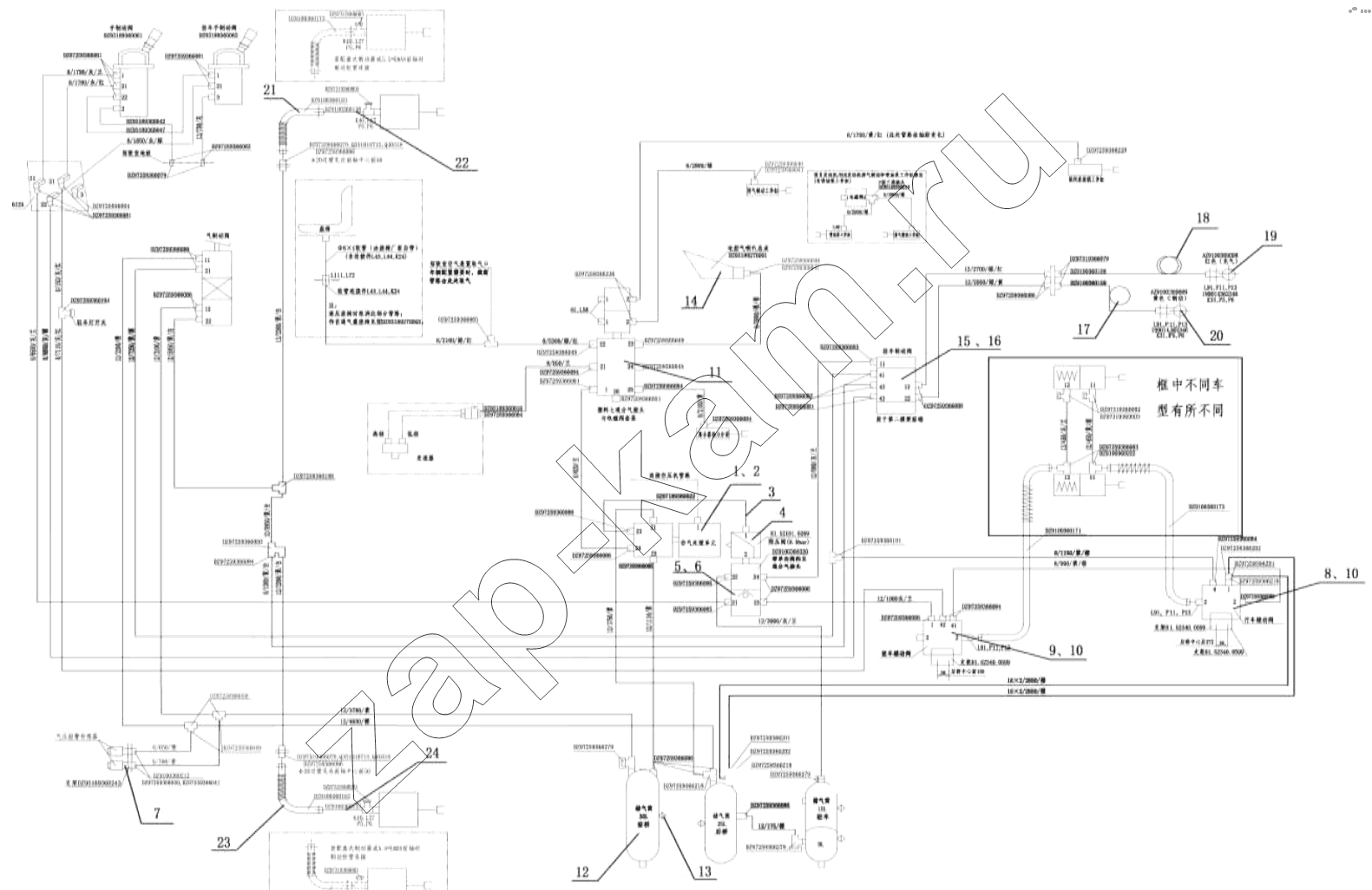 Схема/чертеж: DOUBAL CIRCUIT BRAKE SYSTEM в…Ў / Shaanxi Shacman SX3316DT426C
