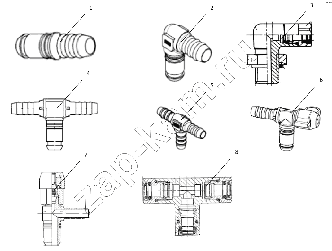 Схема/чертеж: CONNECTING PARTS, LINE & NIPPLE JOINT / Shaanxi Shacman SX3316DT426C
