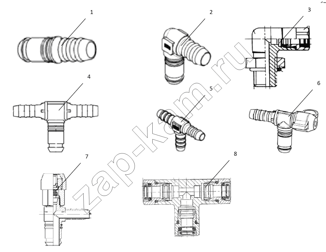 Схема/чертеж: CONNECTING PARTS, LINE & NIPPLE JOINT / Shaanxi Shacman SX3316DT426C