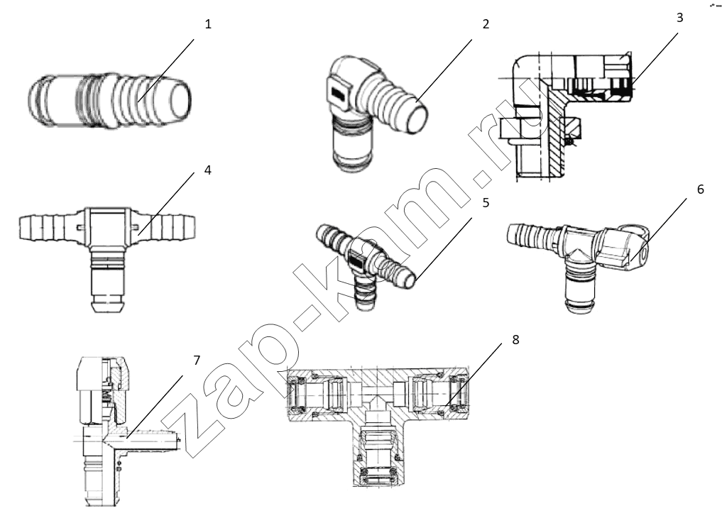 Схема/чертеж: CONNECTING PARTS, LINE & NIPPLE JOINT / Shaanxi Shacman SX3316DT426C