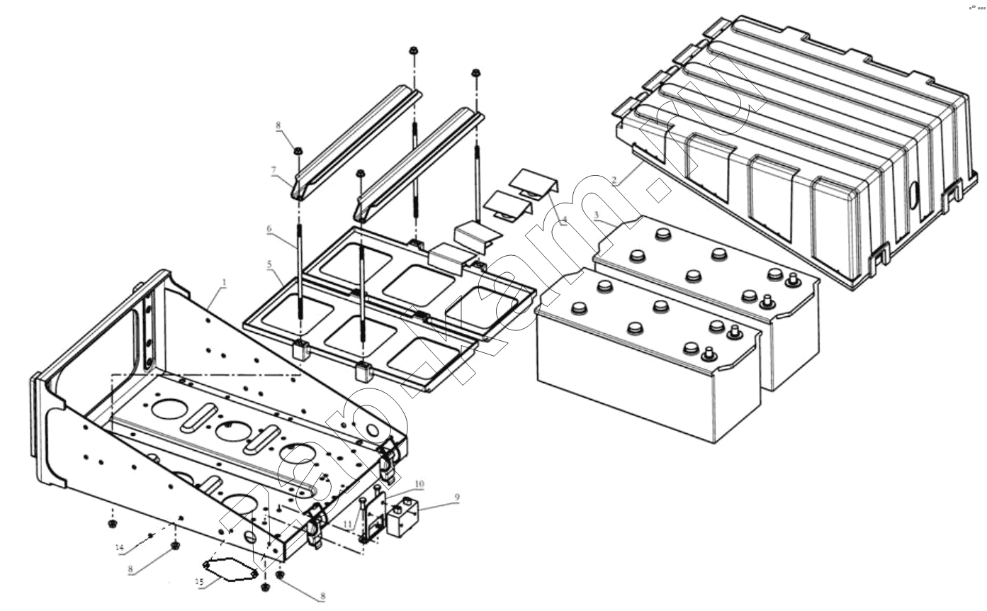 Схема/чертеж: Коробка аккумулятора;BATTERY BOX / Shaanxi Shacman SX3316DV386