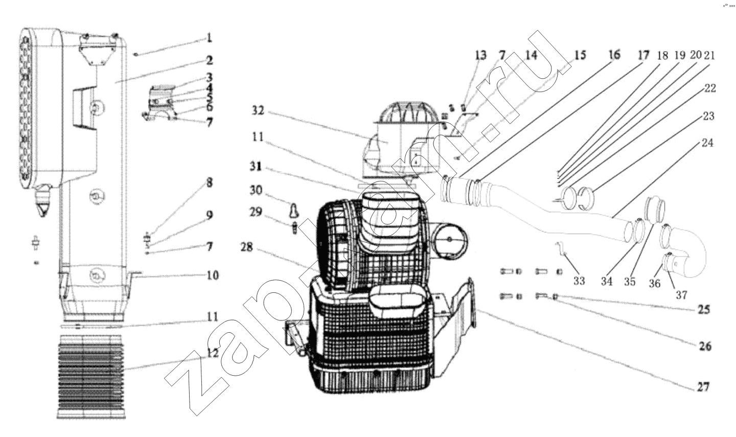Схема/чертеж: Устройство очистки воздуха;AIR CLEANING DEVICE / Shaanxi Shacman SX3316DV386
