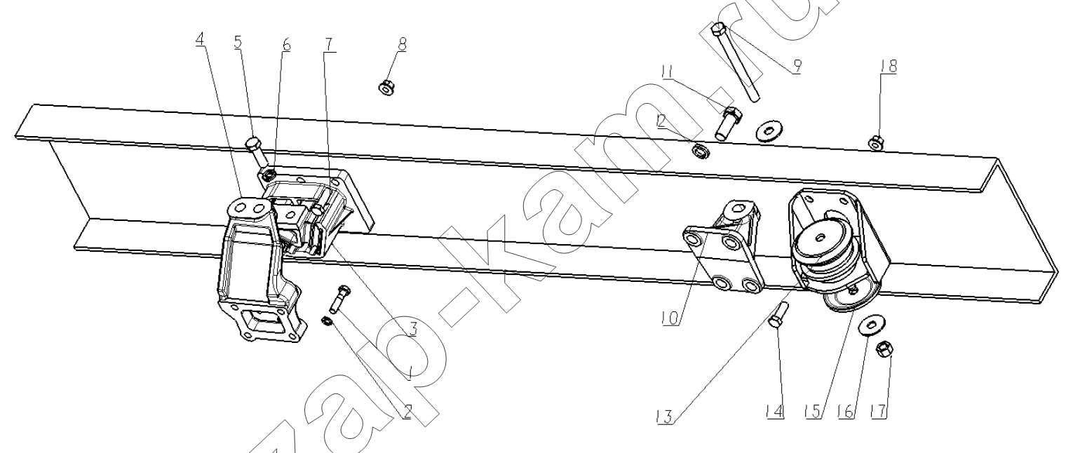Схема/чертеж: Подвеска двигателя;ENGINE SUSPENSION / Shaanxi Shacman SX3316DV386