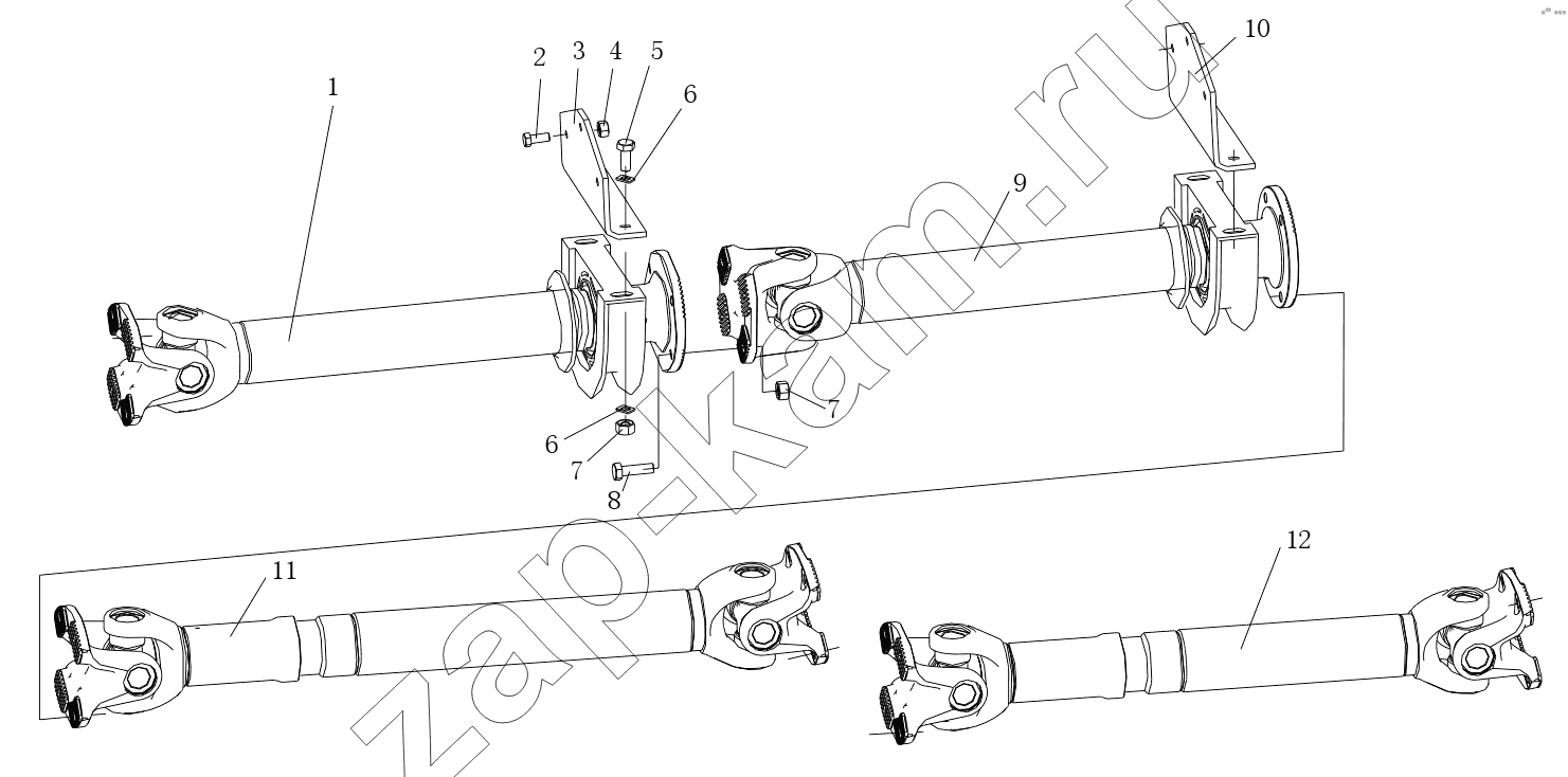 Схема/чертеж: Карданный вал;PROPELLER SHAFT / Shaanxi Shacman SX3316DV386