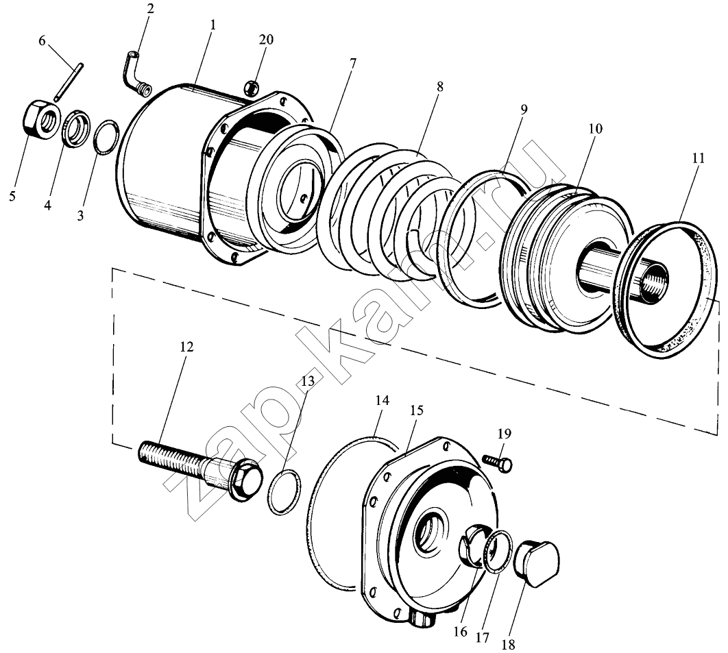 Схема/чертеж: AUX.BRAKE CHAMBER / Shaanxi Shacman SX3316HT406C