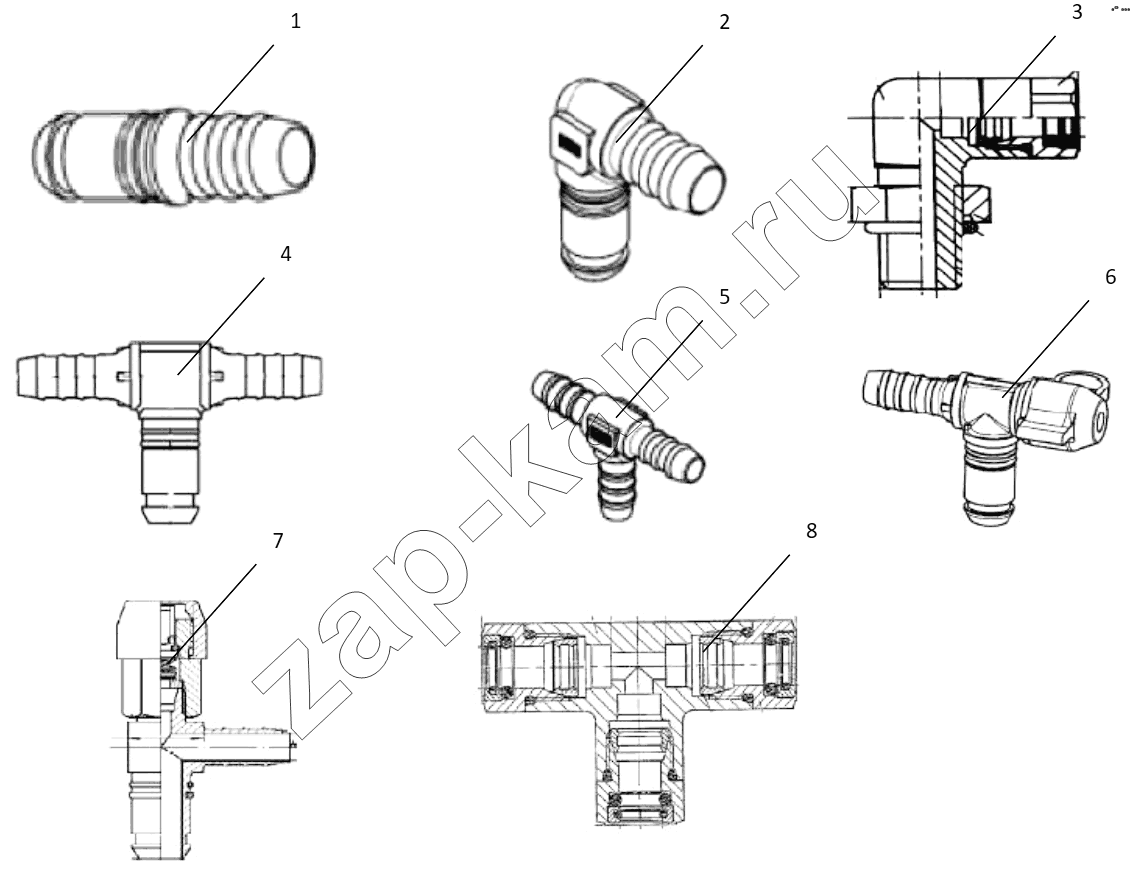 Схема/чертеж: CONNECTING PARTS, LINE & NIPPLE JOINT / Shaanxi Shacman SX3316HT406C