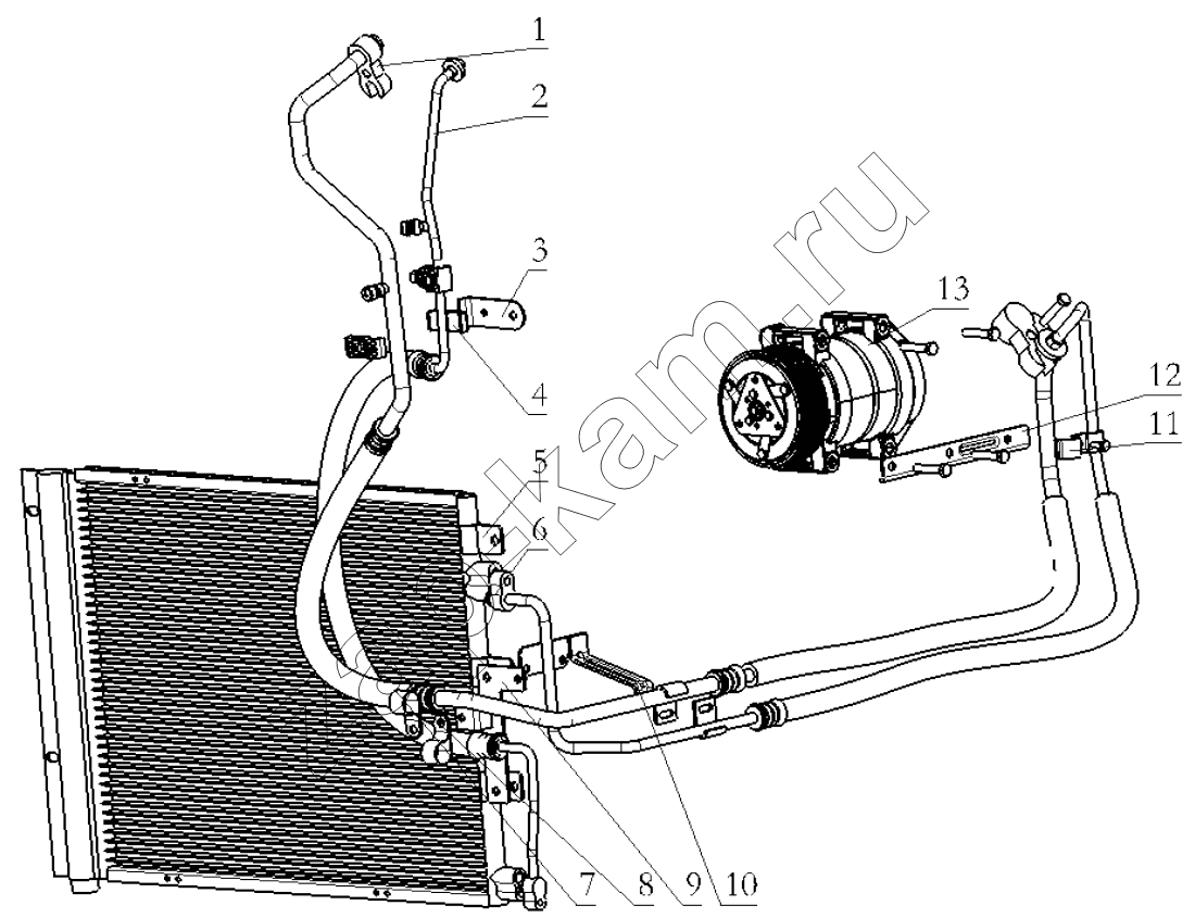 Схема/чертеж: AIR CONDITION PIPES / Shaanxi Shacman SX3316HT406C