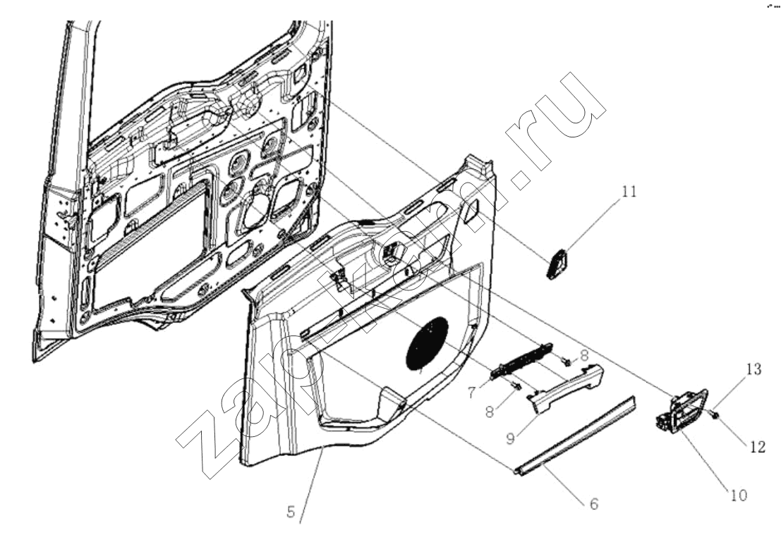 Схема/чертеж: LEFT DOOR INNER PANEL ASSEMBLY / Shaanxi Shacman SX3316HT406C