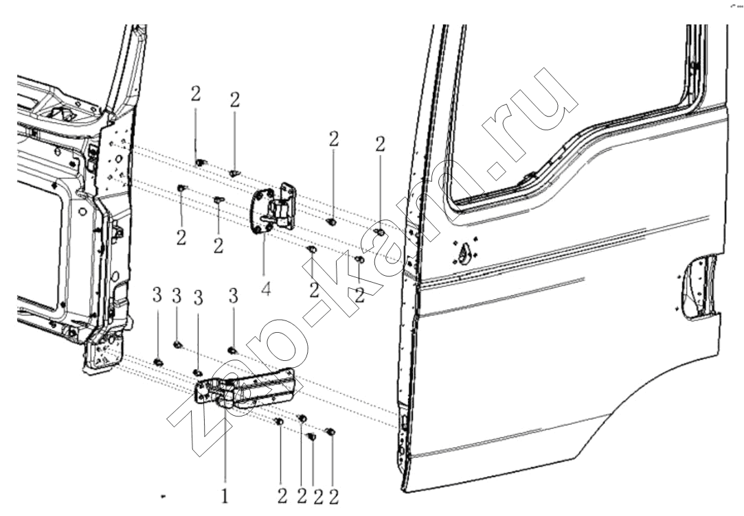 Схема/чертеж: LEFT DOOR HINGE / Shaanxi Shacman SX3316HT406C