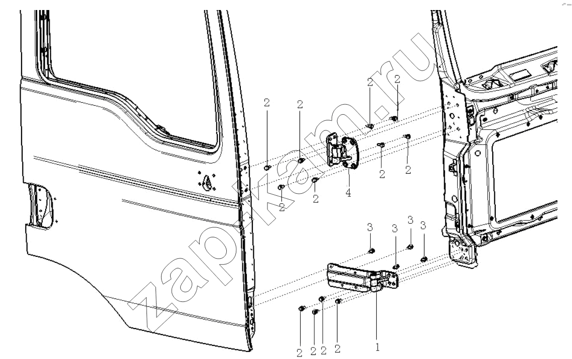 Схема/чертеж: RIGHT DOOR HING / Shaanxi Shacman SX3316HT406C