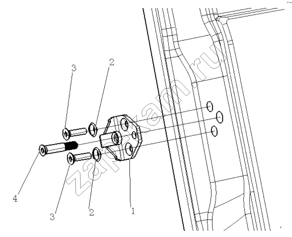 Схема/чертеж: LEFT DOOR LOCK SCREW / Shaanxi Shacman SX3316HT406C