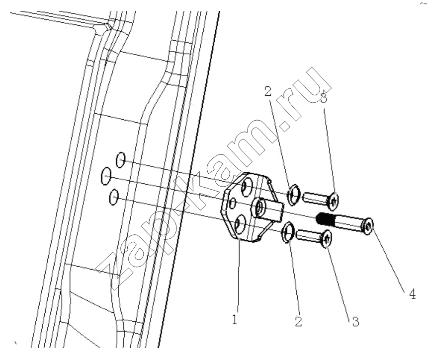 Схема/чертеж: RIGHT DOOR LOCKSCREW / Shaanxi Shacman SX3316HT406C
