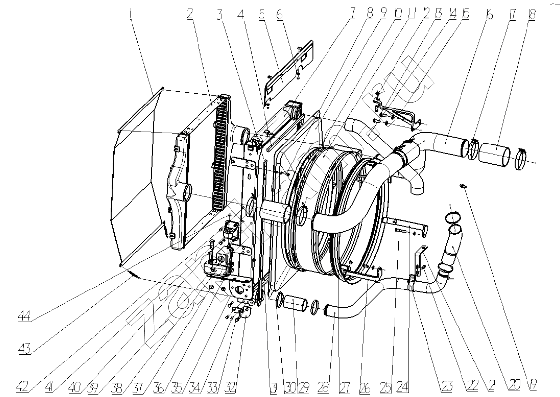 Схема/чертеж: COOLER SYSTEM (NEW M3000/ISM) / Shaanxi Shacman SX3316HT406C