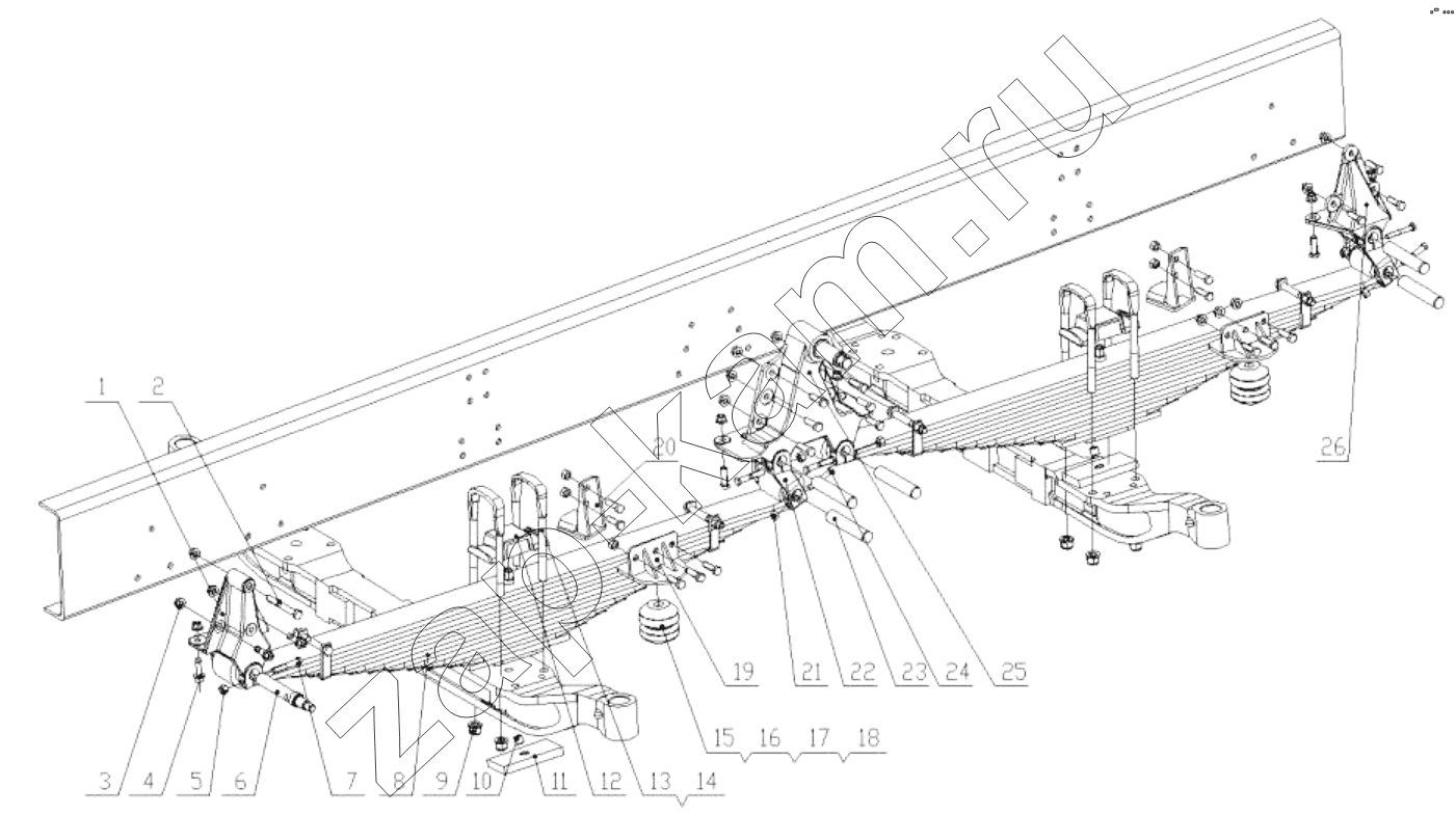 Схема/чертеж: FRONT SUSPENSION (DC95319690101) / Shaanxi Shacman SX3316HT406C