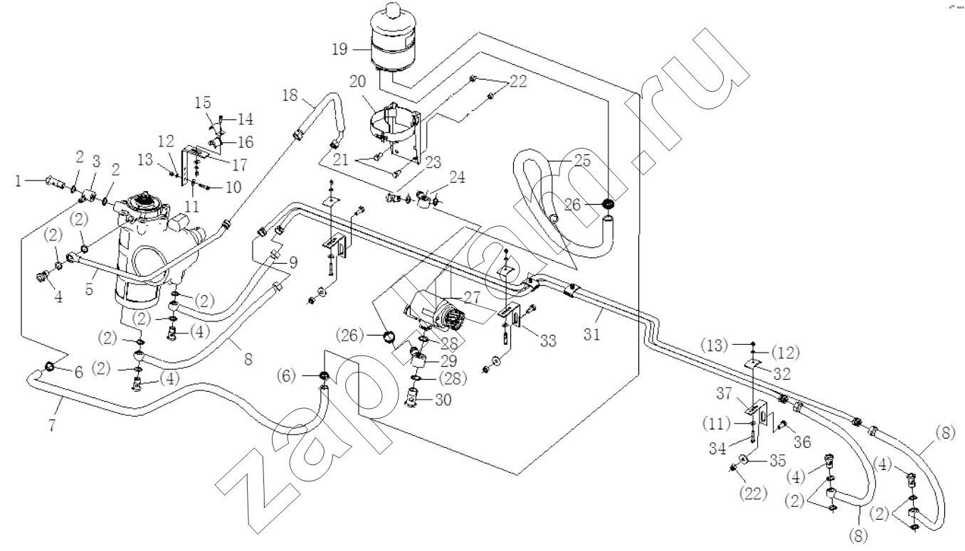 Схема/чертеж: STEERING HYDRAULIC DEVICE / Shaanxi Shacman SX3316HT406C