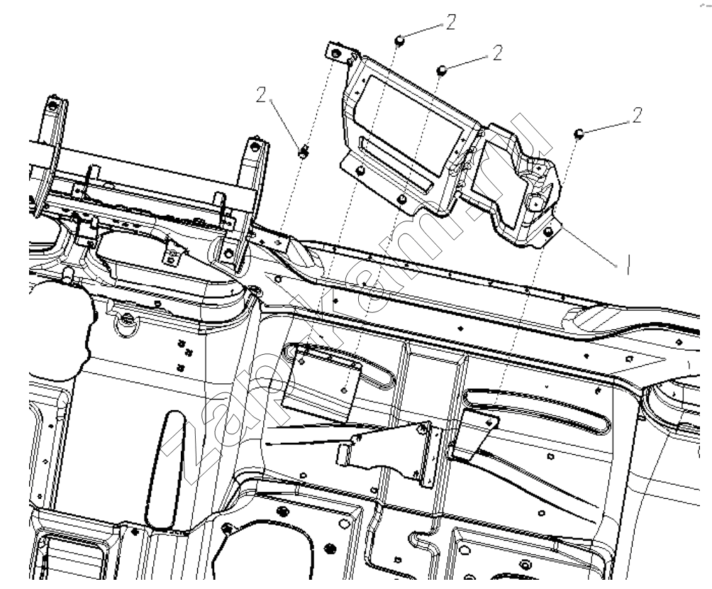 Схема/чертеж: DASHBOARD MID BRACKET / Shaanxi Shacman SX3316HT406C