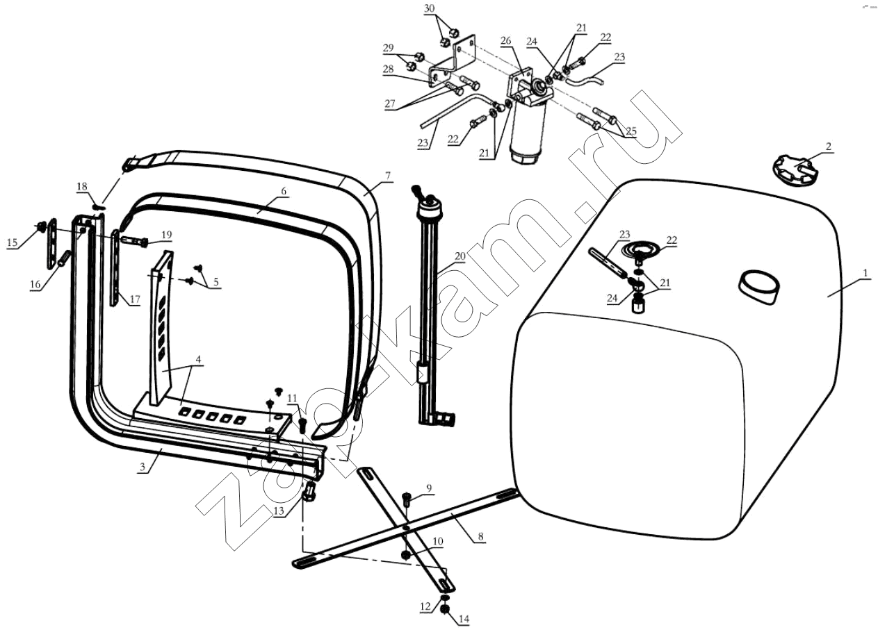 Схема/чертеж: ALUMINUM ALLOY FUEL TANK ASSEMBLY / Shaanxi Shacman SX3316HT406C