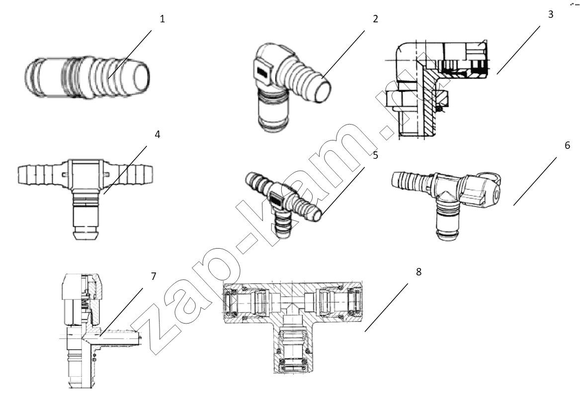 Схема/чертеж: CONNECTING PARTS, LINE & NIPPLE JOINT / Shaanxi Shacman SX3316HT406C