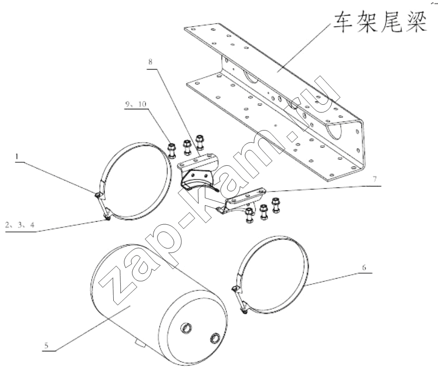 Схема/чертеж: AIR TANK FIXING / Shaanxi Shacman SX3316HT406C