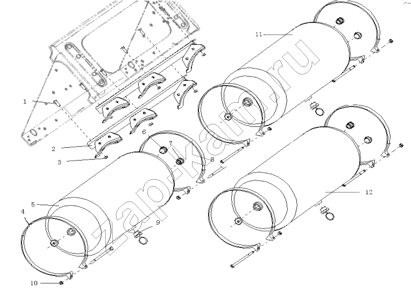 Схема/чертеж: AIR TANK FIXING (в…Ў) / Shaanxi Shacman SX3316HT406C
