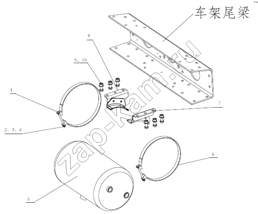 Схема/чертеж: AIR TANK FIXING / Shaanxi Shacman SX3316HT406C