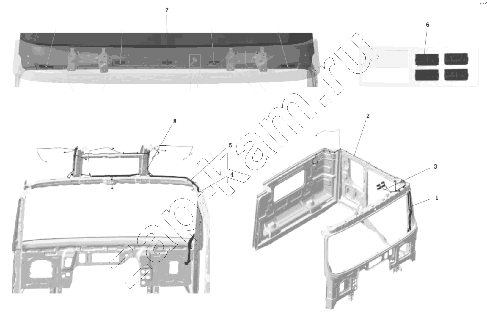 Схема/чертеж: DC97189772056 CEILING WIRING HARNESS / Shaanxi Shacman SX331853386 (X5000)