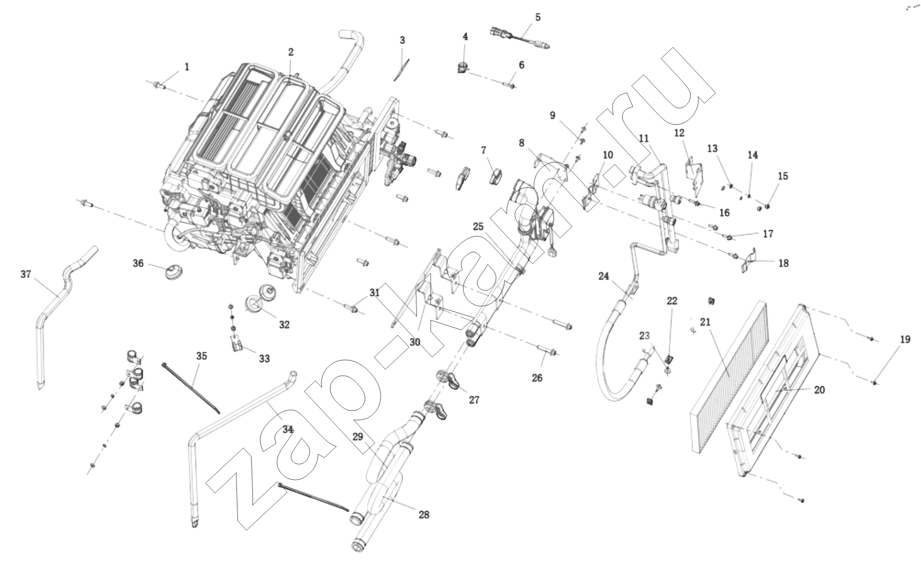 Схема/чертеж: DC14251841122 AIR CONDITIONING CAB COMPONENTS / Shaanxi Shacman SX331853386 (X5000)