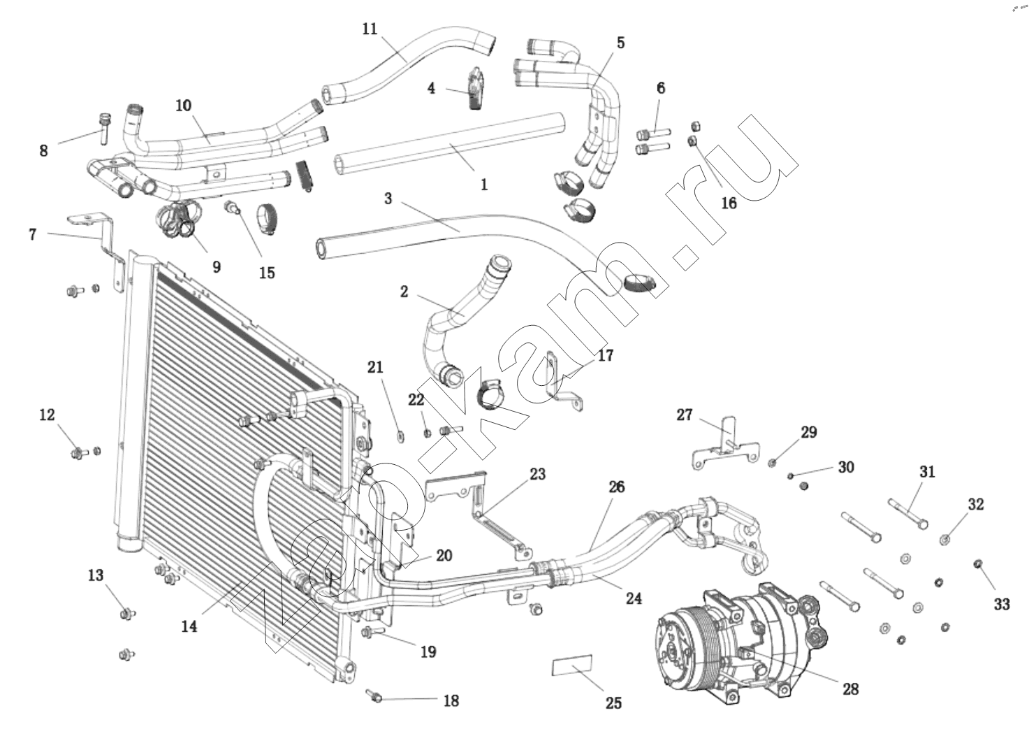 Схема/чертеж: DC14251845522 AIR CONDITIONING CHASSIS / Shaanxi Shacman SX331853386 (X5000)