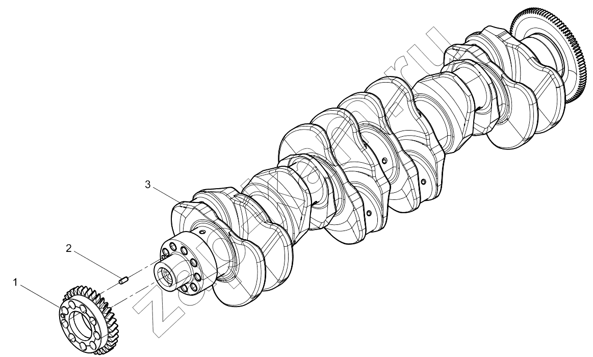 Схема/чертеж: CRANKSHAFT GROUP / Shaanxi Shacman SX331853386 (X5000)